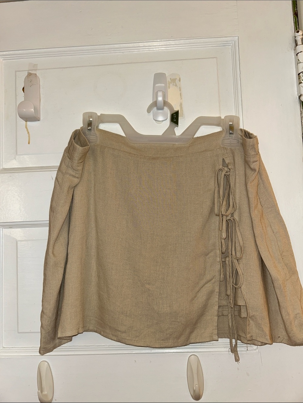Neutral Beige Tie-Detail Women’s Skirt with Shorts